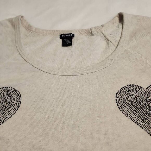 Torrid Womens Long Sleeve Scoop Neck Embellished Oatmeal Colored Sweater Size To - Picture 4 of 9